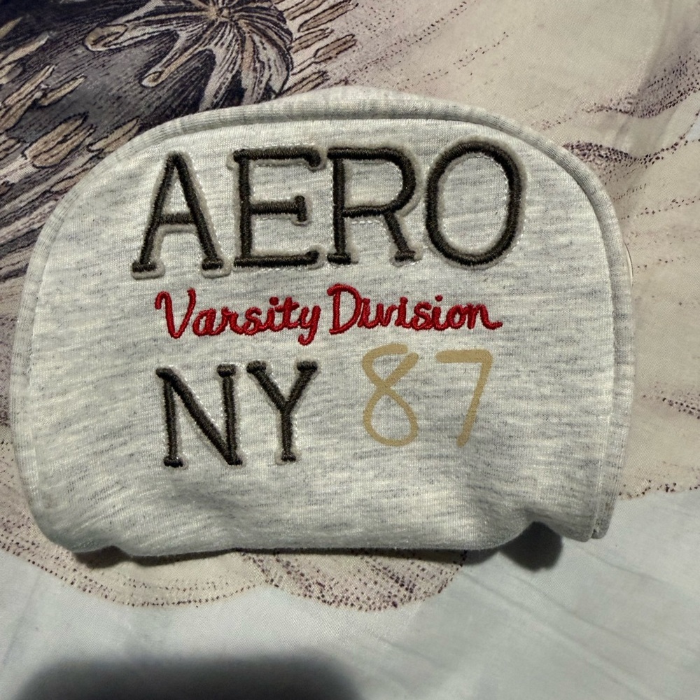 Aeropostale Gray and Red Varsity Pouch